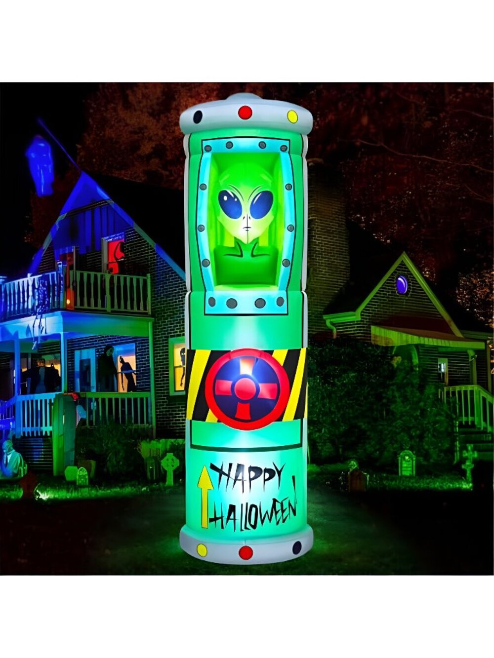 Danxilu 8FT Halloween Inflatable Blowups Alien Decoration with LED Lights